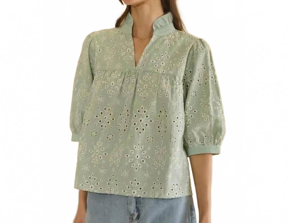NEW ODDI embroidery pin striped half sleeve top in green